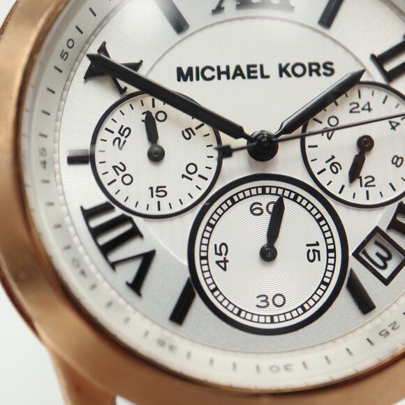 Michael Kors Cooper Chronograph Watch 40mm Rose Gold Tone Roman w New Battery - Picture 7 of 15